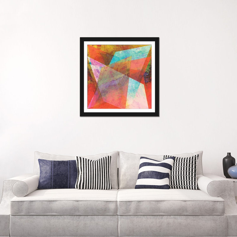« hi-fi geometric i », impression sur toile, H 16 po x l 16 po x P 1 po, Papier d'art encadré noir, Blanc