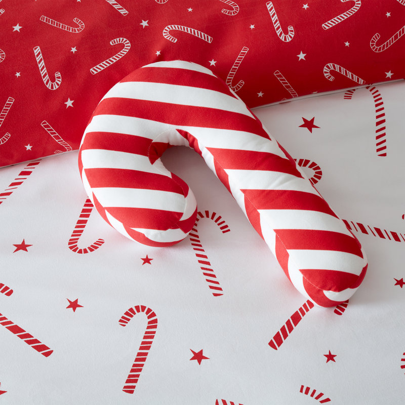 Christmas Candy Cane Fleece Shaped Cushion