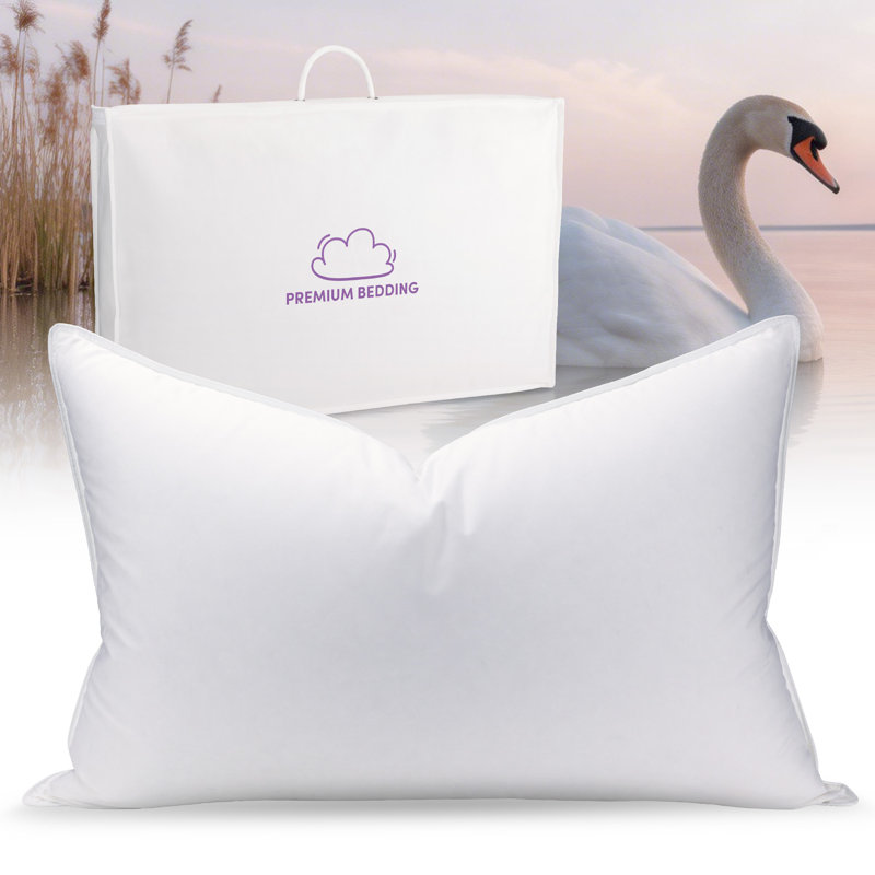 Luxury Plush Goose Down Pillows With 100% Natural 1000+ Fill Power And 700TC Cotton Shell, Down Bed Pillows With Cotton Cover（Set of 1）