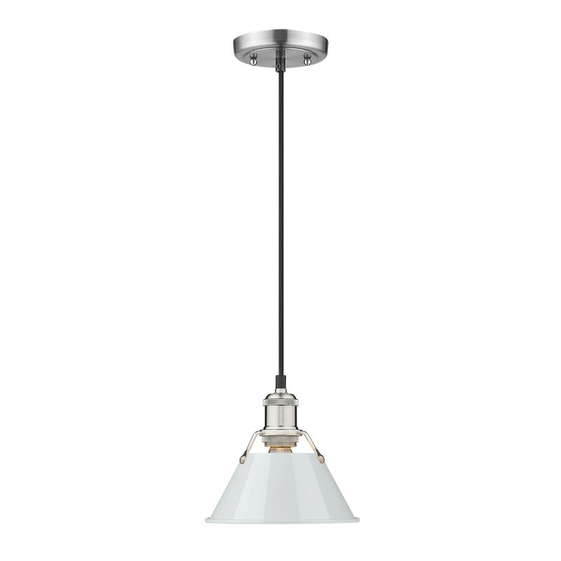 Luminaire suspendu conique à 1 lumière Weatherford, Étain, Bleu sombre, H 129 po x l 7,5 po x P 7,5 po