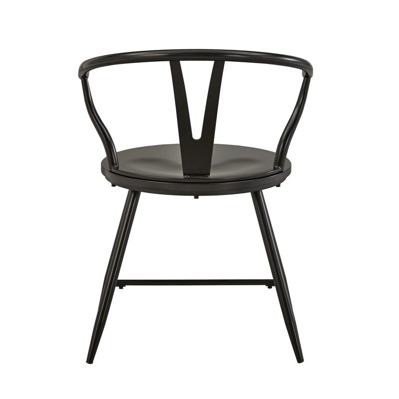 Kennamer Back Metal Side Chair With Wood Seat, Black