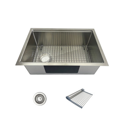 Station de travail sous-comptoir en acier inoxydable avec cuve simple de 23 pouces avec accessoires