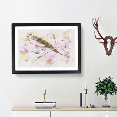 Bird in the Cherry Blossom Tree Watercolour - Picture Frame Graphic Art Print