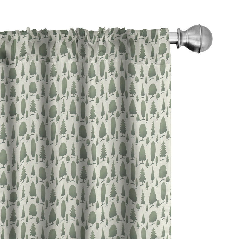 Woodland Floral Semi-Sheer Rod Pocket Curtain Panels, 28" x 95"