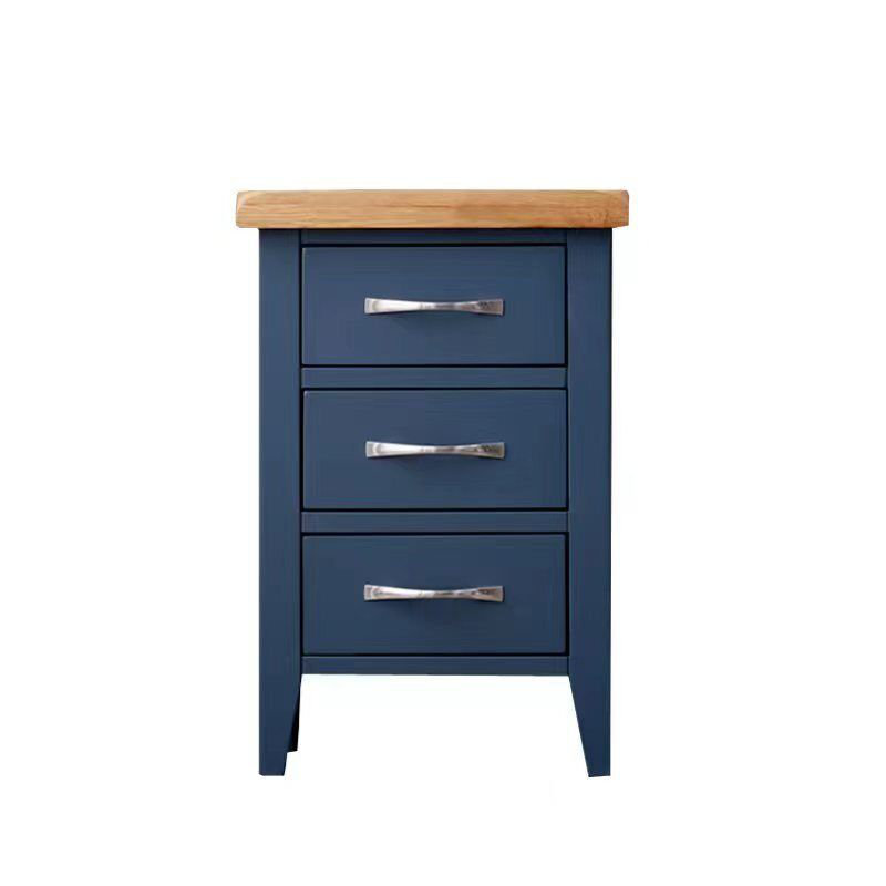 Aleksandras 38cm W Solid Wood Bedside Table, Blue