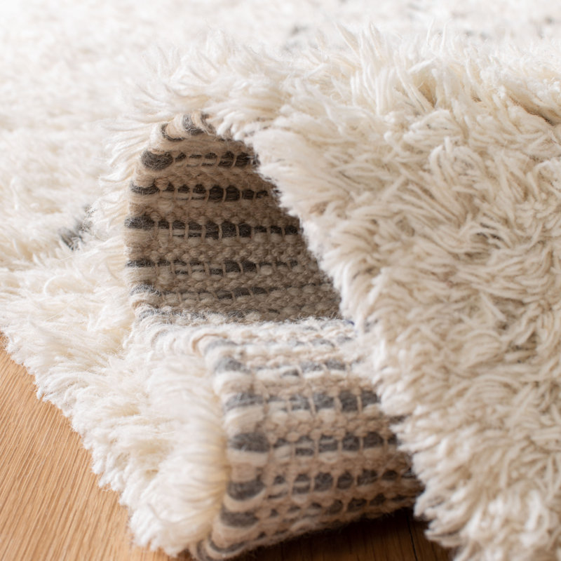 Tapis beige en laine tissé à plat à la main Powell Southwestern, Rectangle 5 pi x 8 pi