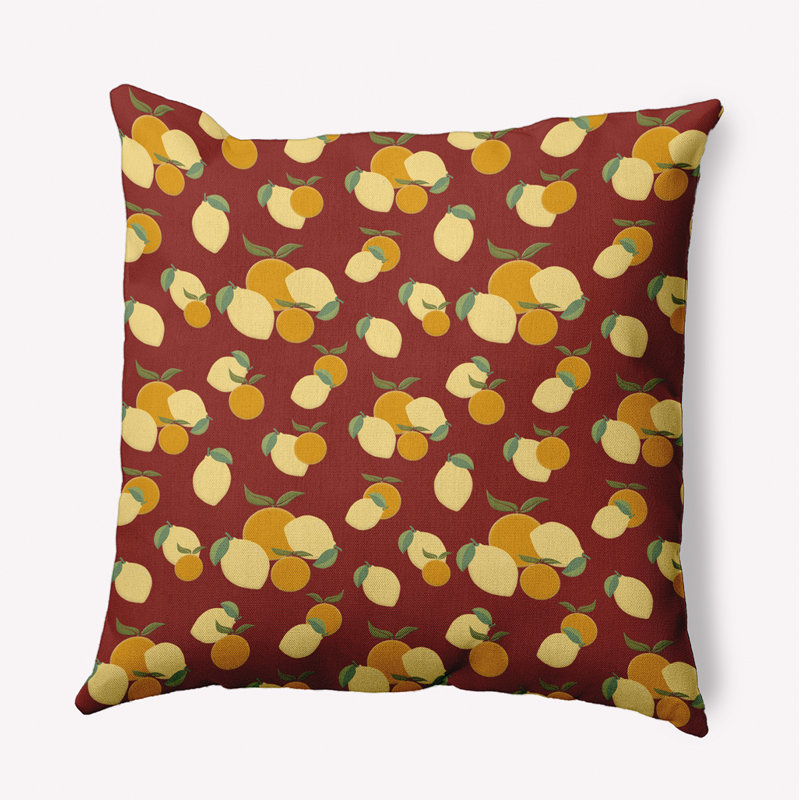  Housse et insert de coussin décoratif en polyester pour intérieur / extérieur E par Design, Bourgogne / jaune clair / orange