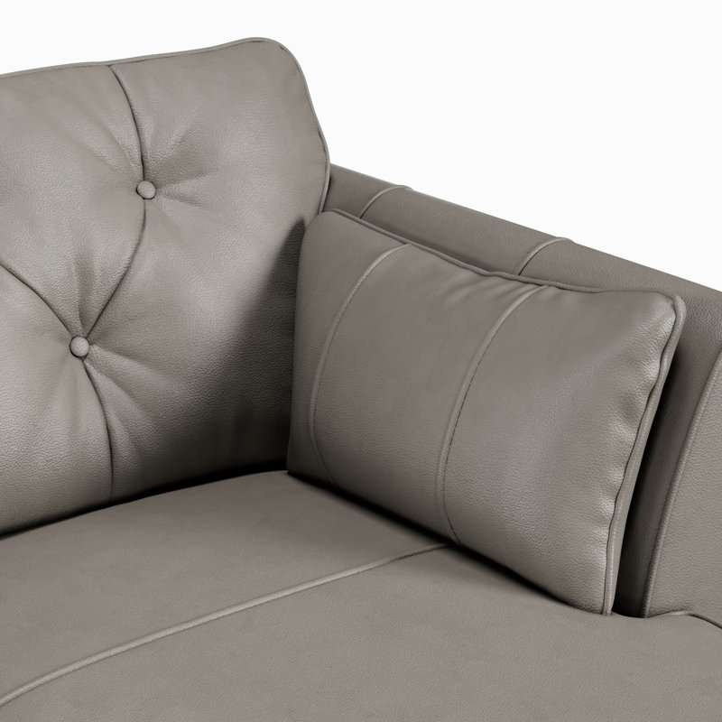 Hoxton 3 Seater Leather Maxi Sofa Chaise, Right Hand Facing, Light Wood, Stone