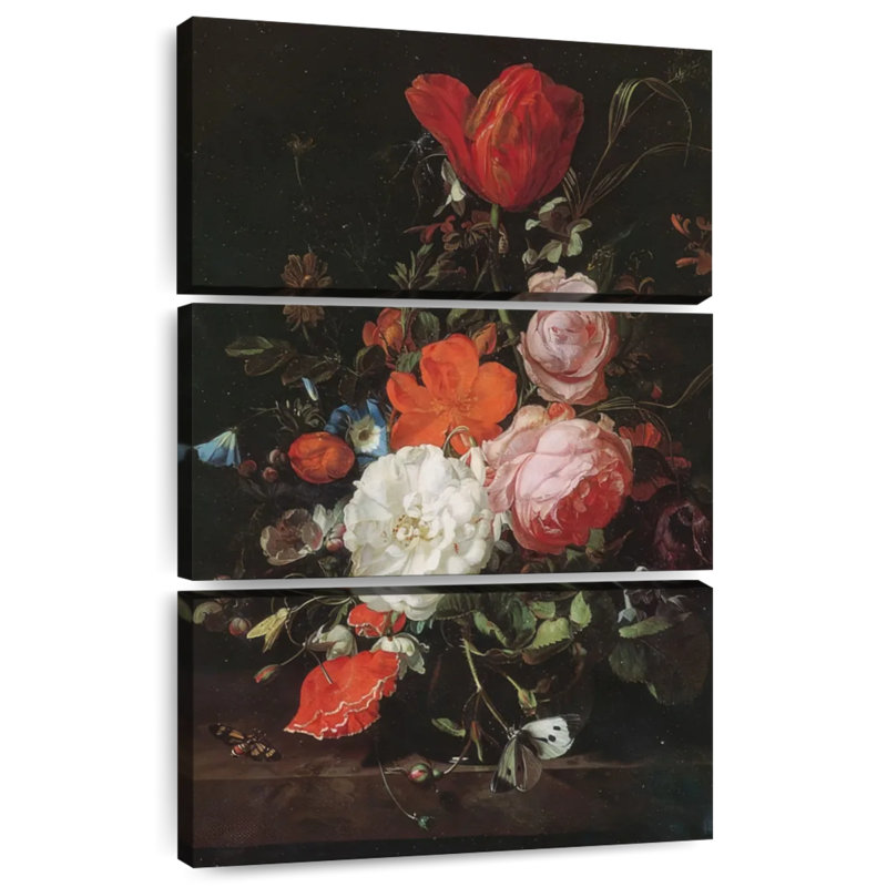Vase avec fleurs 1715, H 65 po x l 42 po