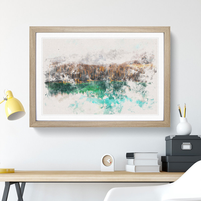 Mountain View Reflection - Framed Print, Oak Framed, 62cm H x 87cm W x 2cm D