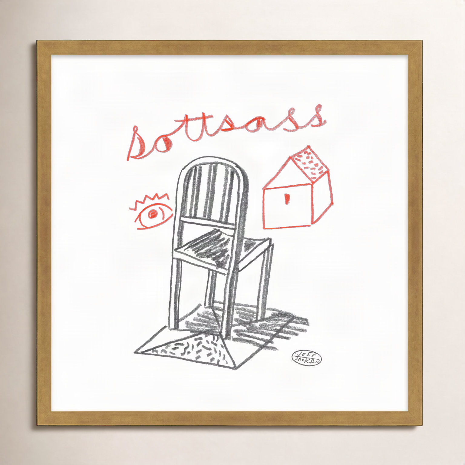 Chairs Sottsass by Jeff Jackson, 20" W x 20" H, Gold Single Picture Framed Paper