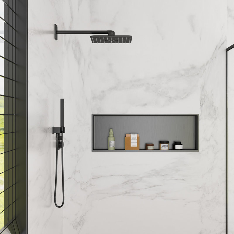 Niche de douche de salle de bain 37 po x 13 po, niche murale rectangulaire en acier inoxydable, noir bronze industriel