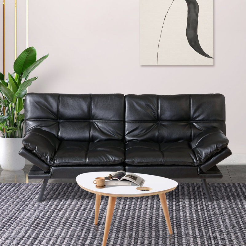 Futon canapé-lit avec accoudoirs et dossiers réglables et mousse à mémoire de forme moelleuse de 2,5 po, canapé de 71 po pour le salon