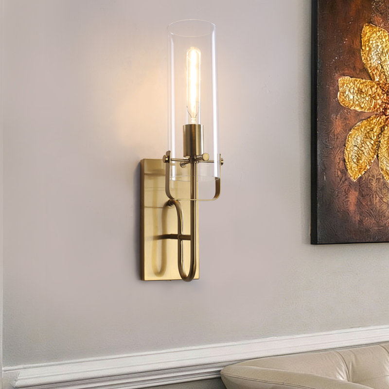 1 - Light Dimmable Armed Sconce, Brushed Brass