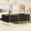 Table basse moderne et ultrabrillante rectangulaire pour le salon avec rangement et base dorée, 4 tiroirs, noir, 47,2 po