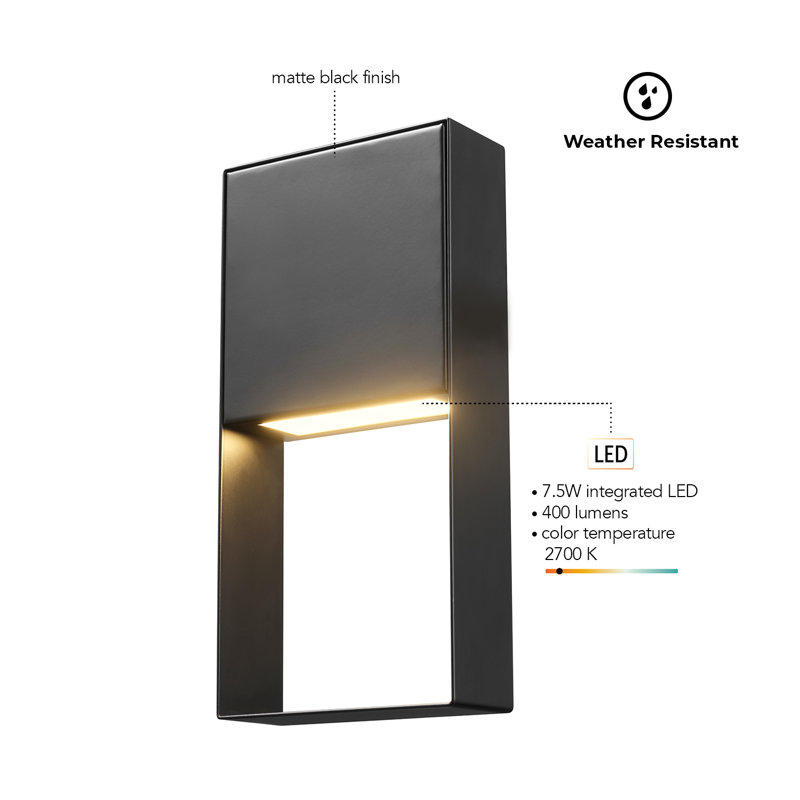 7.5W LED Integrated Matte Black Outdoor Wall Sconce