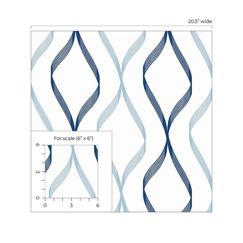 Ejona Peel & Stick Geometric Roll, Celtic Blue/Dewdrop