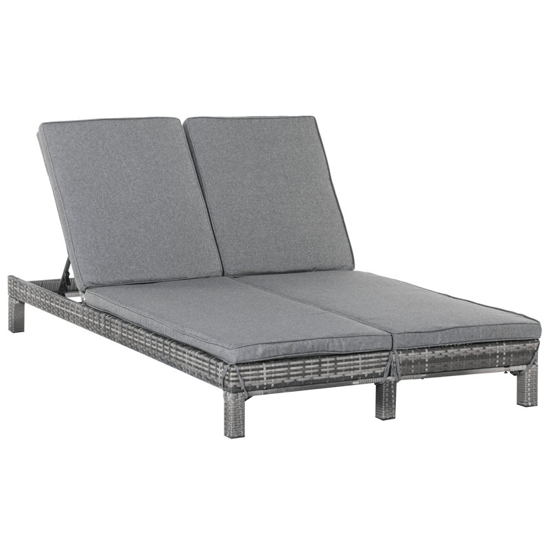 Chaise longue double inclinable avec coussins 47,25 po, Gris, Gris