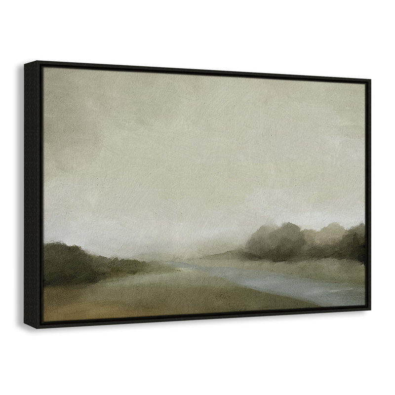 Peinture à l'aquarelle sur cadre flottant Vanora "Lovers Creek", H 25,5 po x l 37,5 po, Espresso