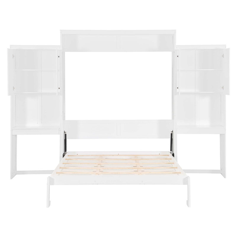 Lit escamotable avec bureau, coiffeuse et armoires Murphy, Blanc