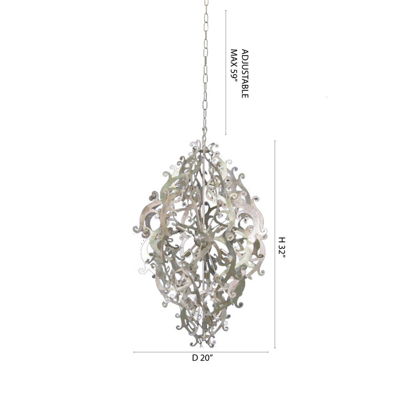 Lustre feuille d'argent 5 lumières