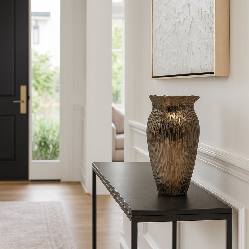 Santara Handmade Metallic Vase – Contemporary Aluminum Home Décor Centerpiece