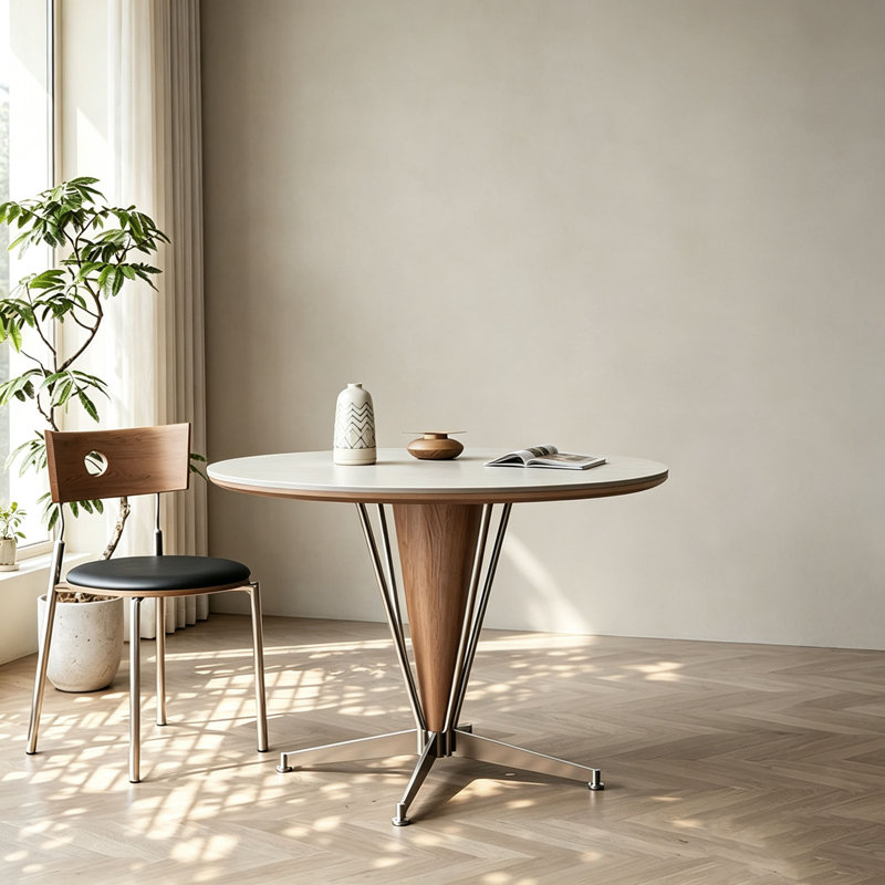 Table de salle à manger Mid-Century, H 29,5 po x l 51,2 po x P 51,2 po