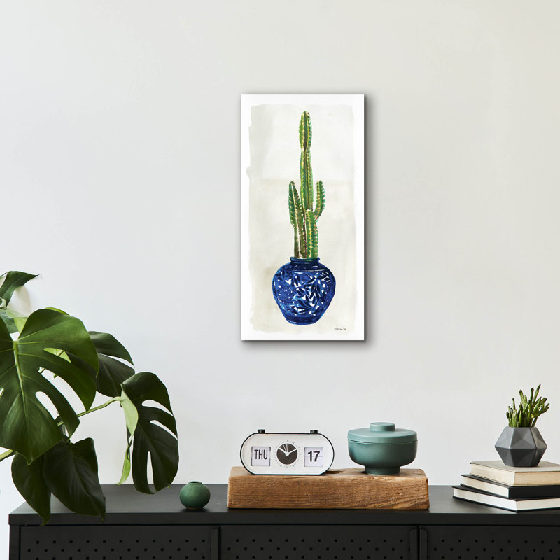 «Cacti In Blue Pot 1» par Stellar Design Studio, H 24 po x l 12 po