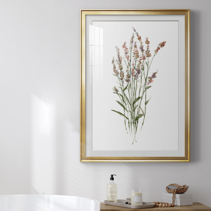 Reproduction encadrée de qualité supérieure Dicat Botanical II - prête à être suspendue, H 30,5 po x l 22,5 po x P 1 po, Or