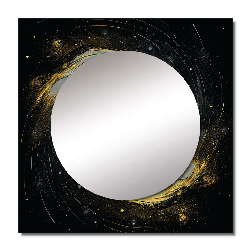 Space Light Orbiting A Black Hole I - Grand miroir mural carré pour chambre, 23 po x 23 po