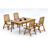 8 Seats 9 Pcs Grade-A Teak Wood Dining Set: 71" Rectangle Table And 8 Ashely Folding Reclining Arm Chairs #11AS1608
