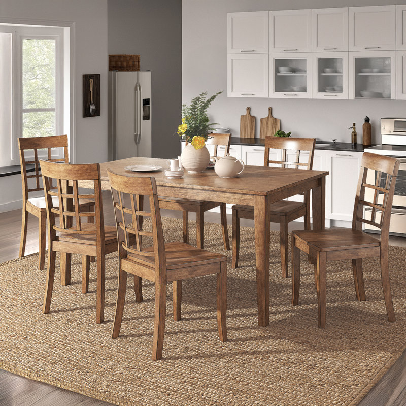 Alexa-Mae 6 - Person Solid Wood Top Four Leg Dining Set, Oak