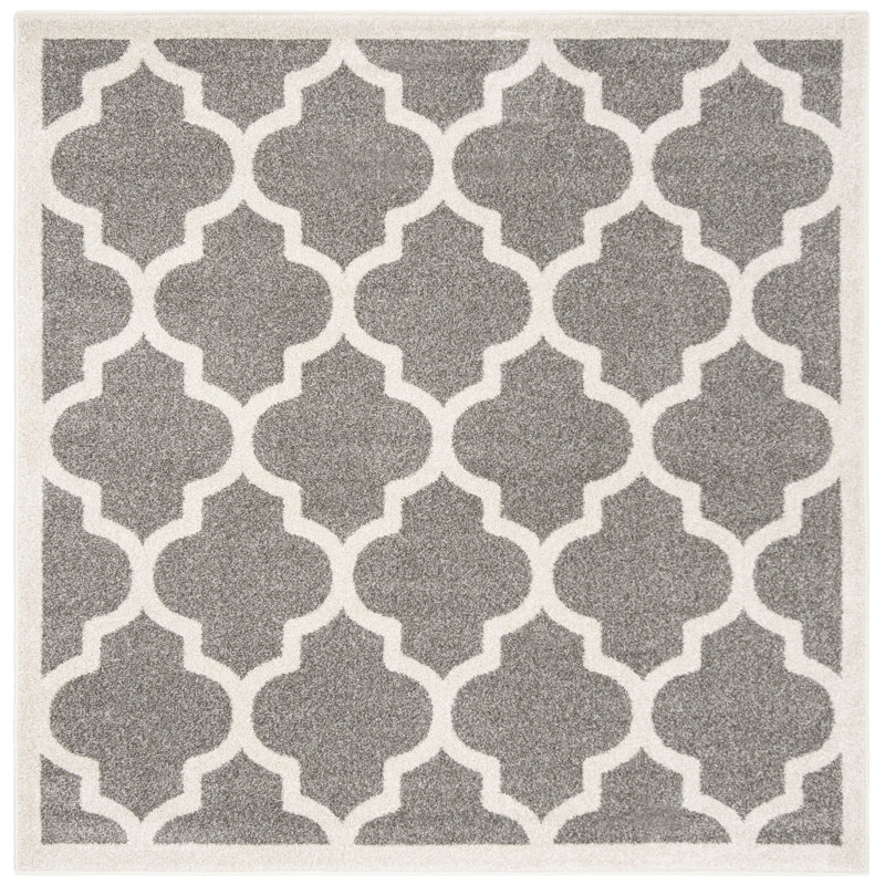 Tapis géométrique gris foncé / beige Ammundsen, Carré 5 pi