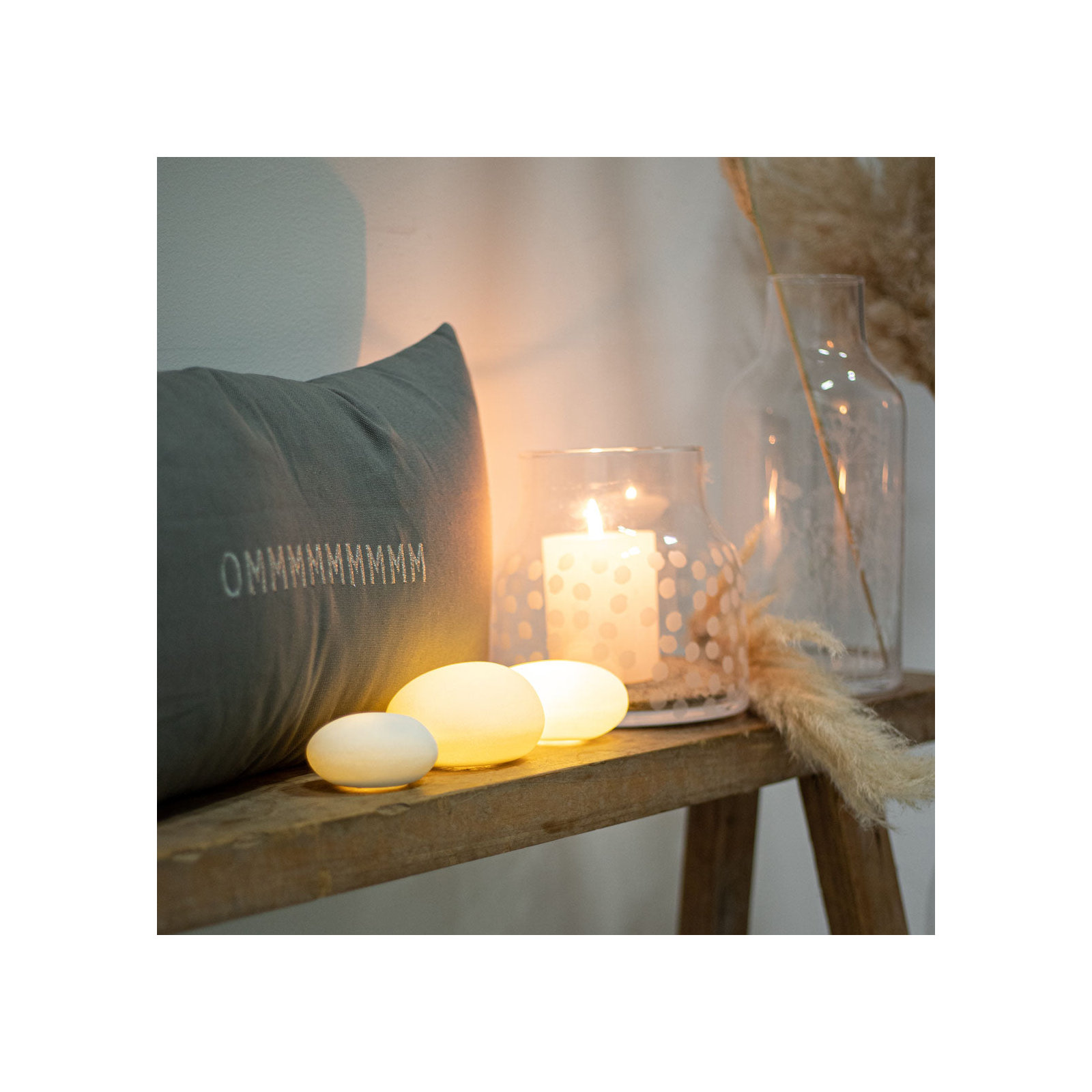 Light Pebbles - Set of 3 - Matte Porcelain with LED Light