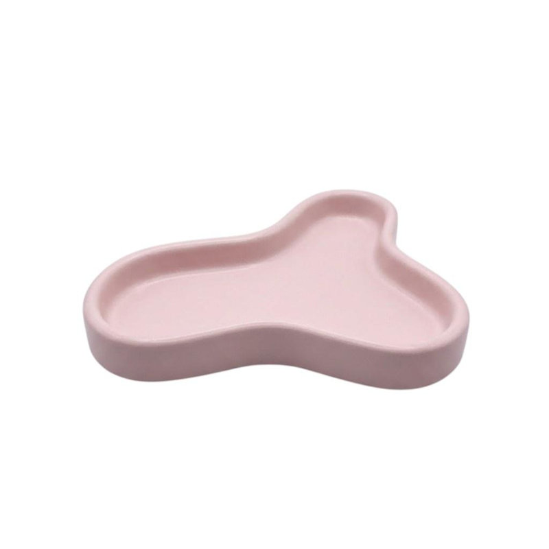 Plateau à bijoux géométrique en résine rose pâle 8 po