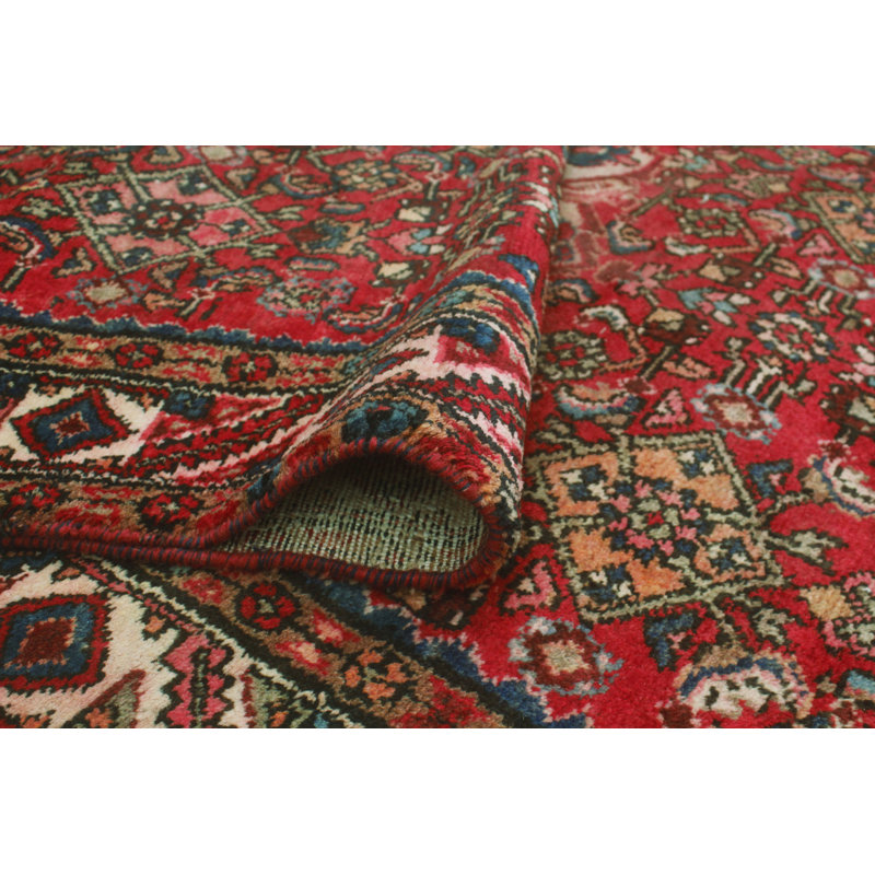 One-of-a-Kind 3'9" x 8'10" 1980s Runner Wool Area Rug in Beige and Green