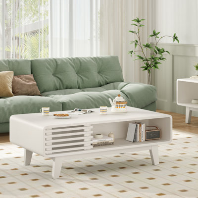 Table basse de style Mid-Century en bois avec rangement pour le salon | Idée de cadeau