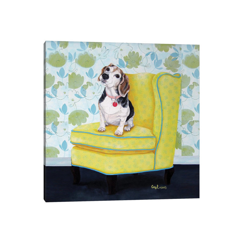 Beagle On Yellow by Carol Dillon - Wrapped Canvas Print, 66.04 cm H x 66.04 cm W x 3.175 cm D