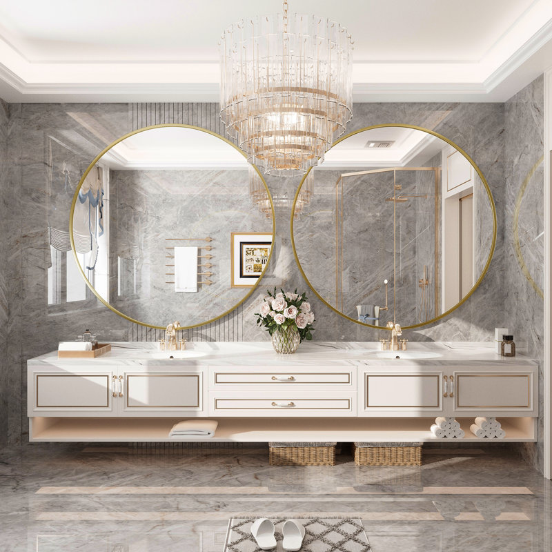 Miroir de salle de bain Molly Easy, Doré, 48 po x 48 po