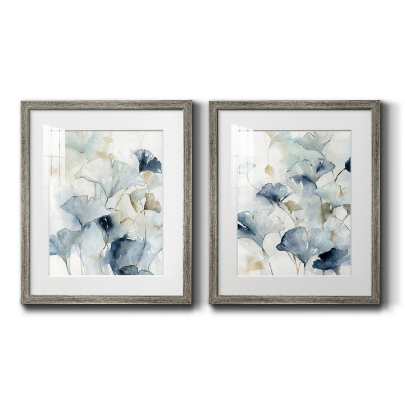 Indigo Ginkgo I - ensemble de 2 reproductions de cadres photo