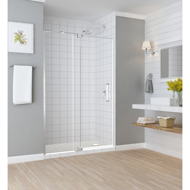 Porte de douche à charnière sans cadre l 42" x h 76" Madox, Acier inoxydable