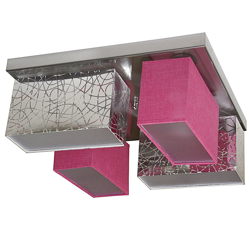 Pascoe Fabric Semi Flush Mount, Silver/Pink Transparent