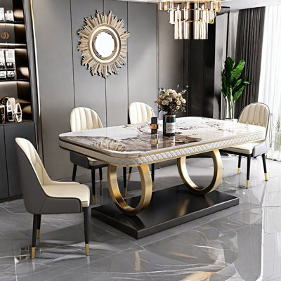 Ensemble de table de salle à manger rectangulaire de luxe de style italien