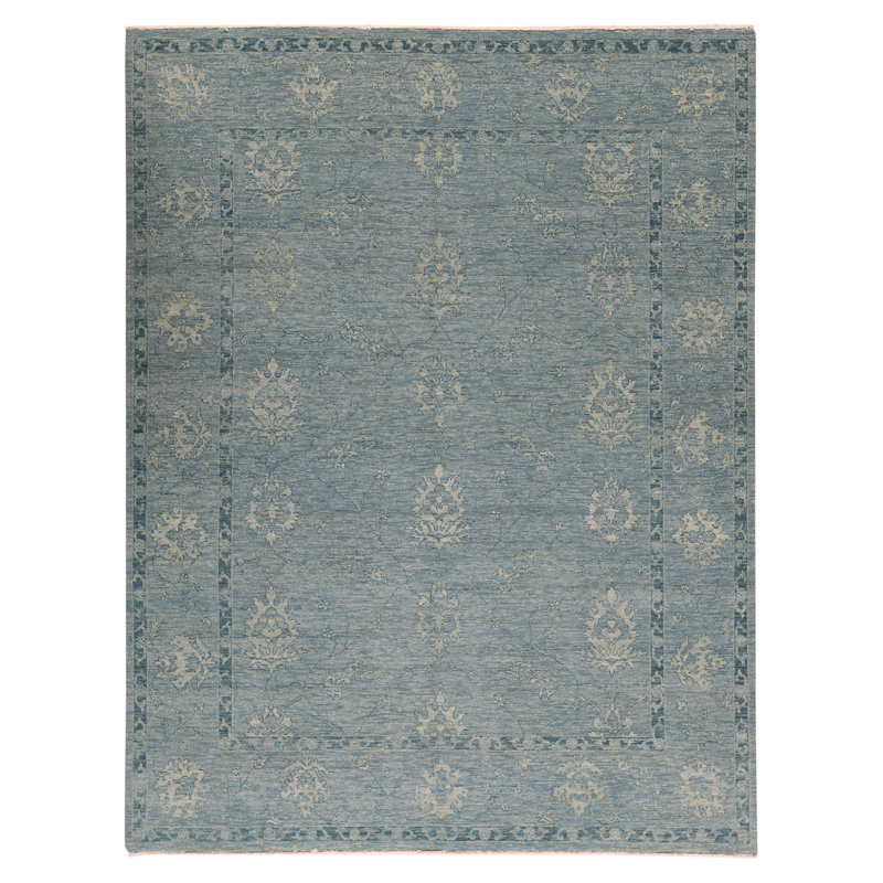 Tapis bleu de haute qualité noué à la main