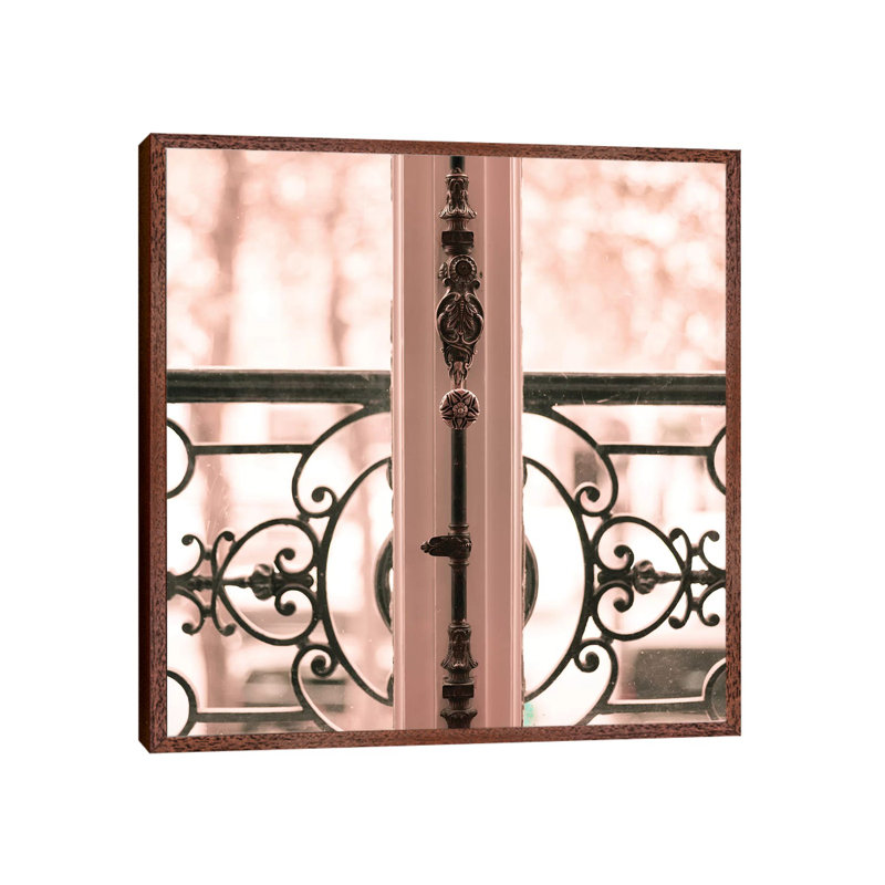 Parisian Balcony 1 Piece Wall Art on Canvas, 66.04 cm H x 66.04 cm W, Classic Brown Wood Framed