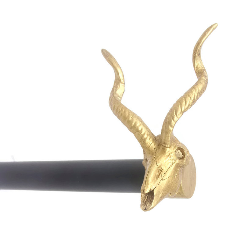 Tringle à rideaux simple Sheilds Addax Skull, H 1 po x l 120 po x P 1 po, Or/noir