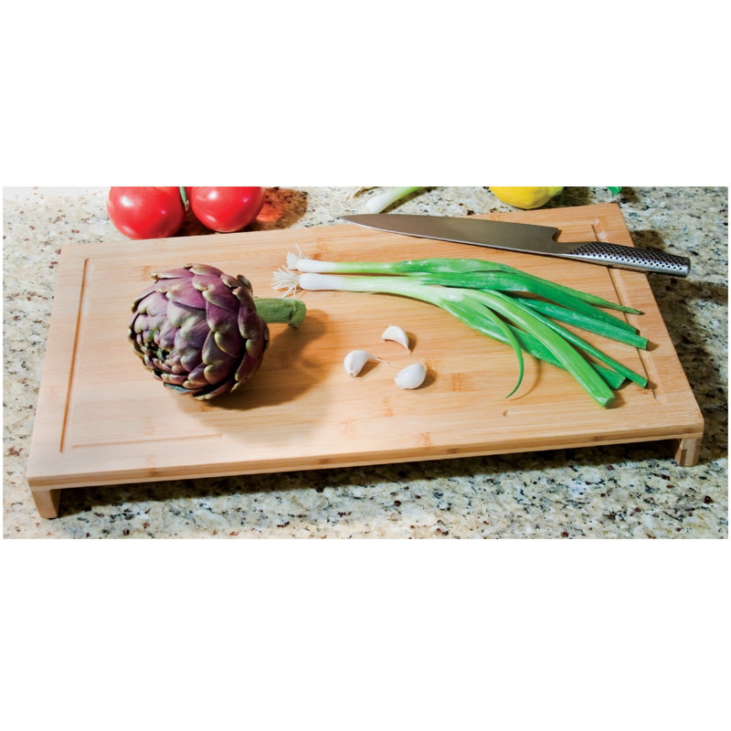 Large Bamboo Over-the-Sink Cutting Board with Channel Edge