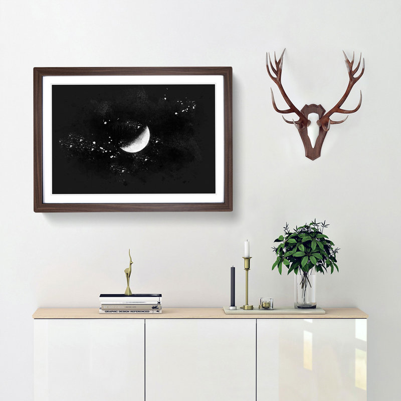 A Half Moon - Picture Frame Graphic Art Print, Walnut Framed, 62cm H x 87cm W x 2cm D