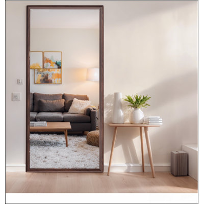 Miroir mural rétro pleine longueur avec cadre en faux bois, élégant et fonctionnel pour toute pièce