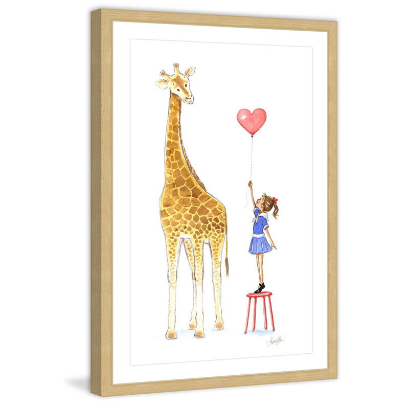 «Giraffe And Girl» par Phyllis Harris, reproduction encadrée, H 18 po x l 12 po x P 1,5 po